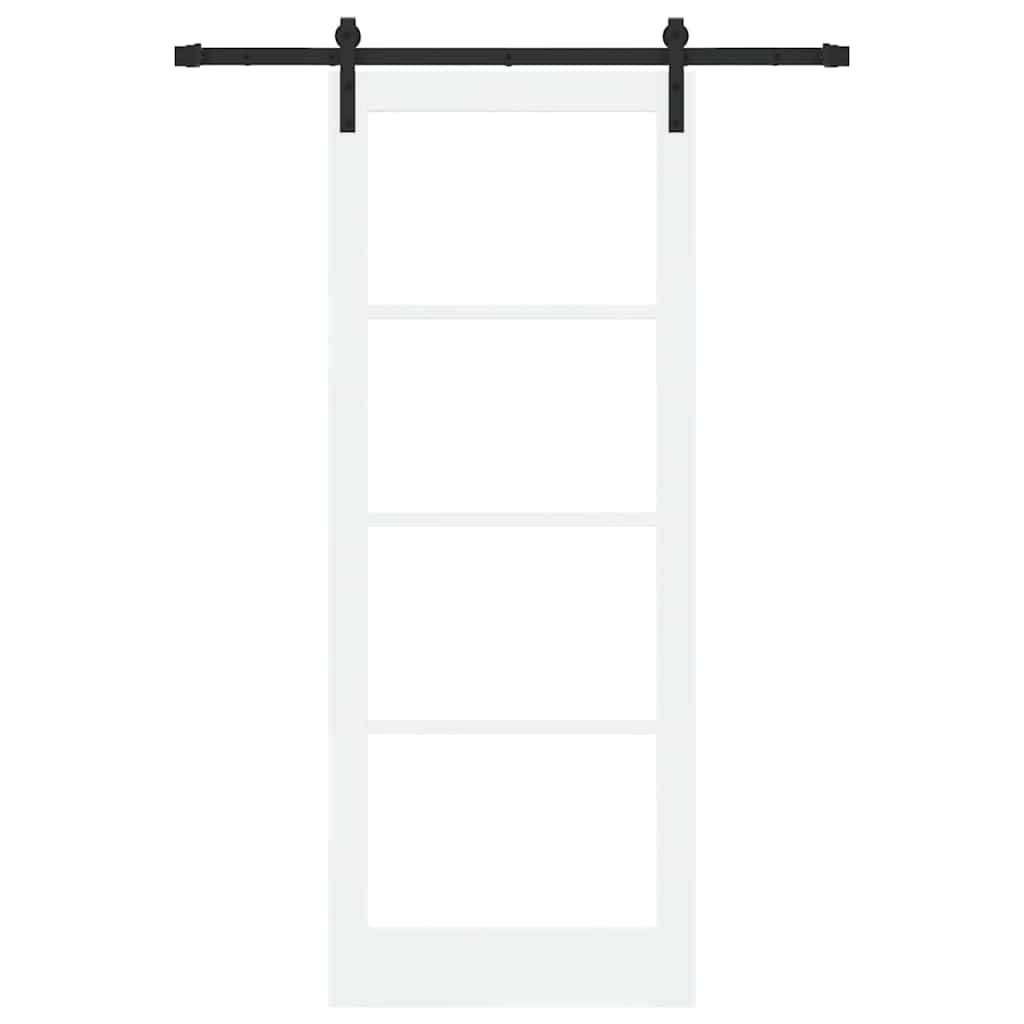 vidaXL Sliding Door ORKDAL White 83 x 211 cm Solid Pine Wood and Glass