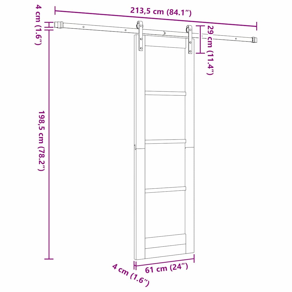 vidaXL Sliding Door ORKDAL White 61 x 198.5 cm