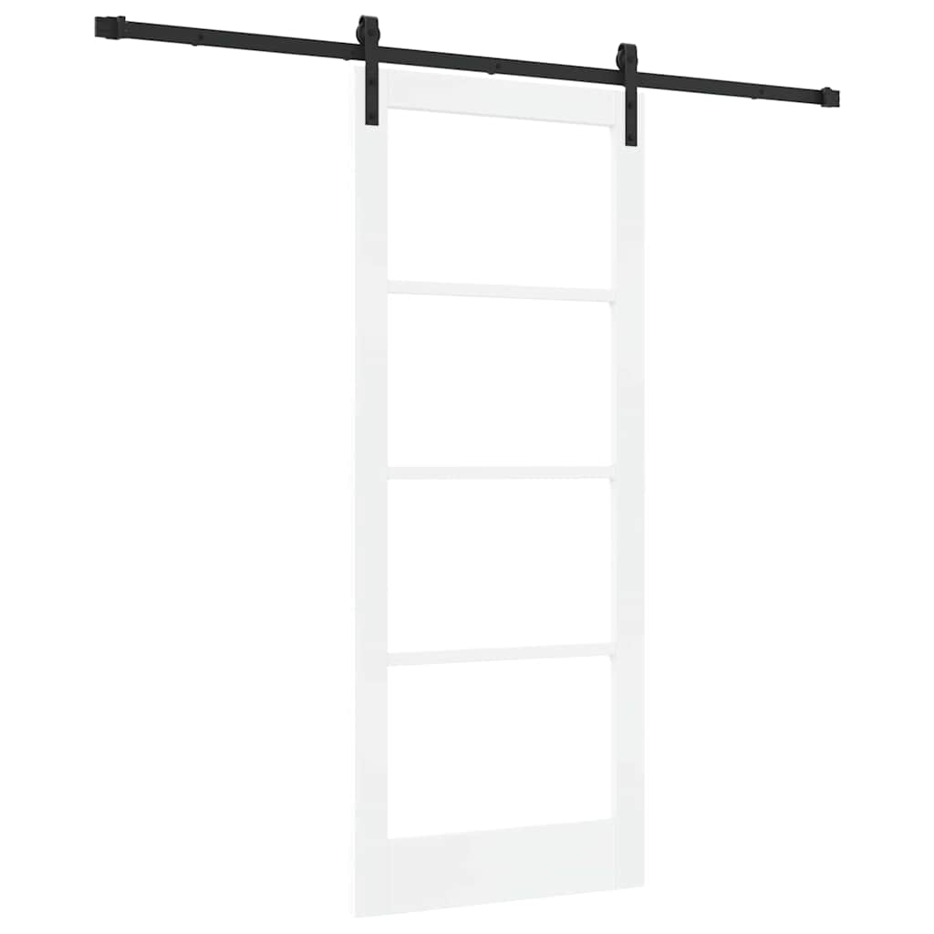 vidaXL Sliding Door ORKDAL White 83 x 202 cm Solid Pine Wood and Glass