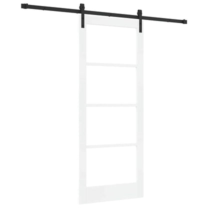 vidaXL Sliding Door ORKDAL White 83 x 202 cm Solid Pine Wood and Glass