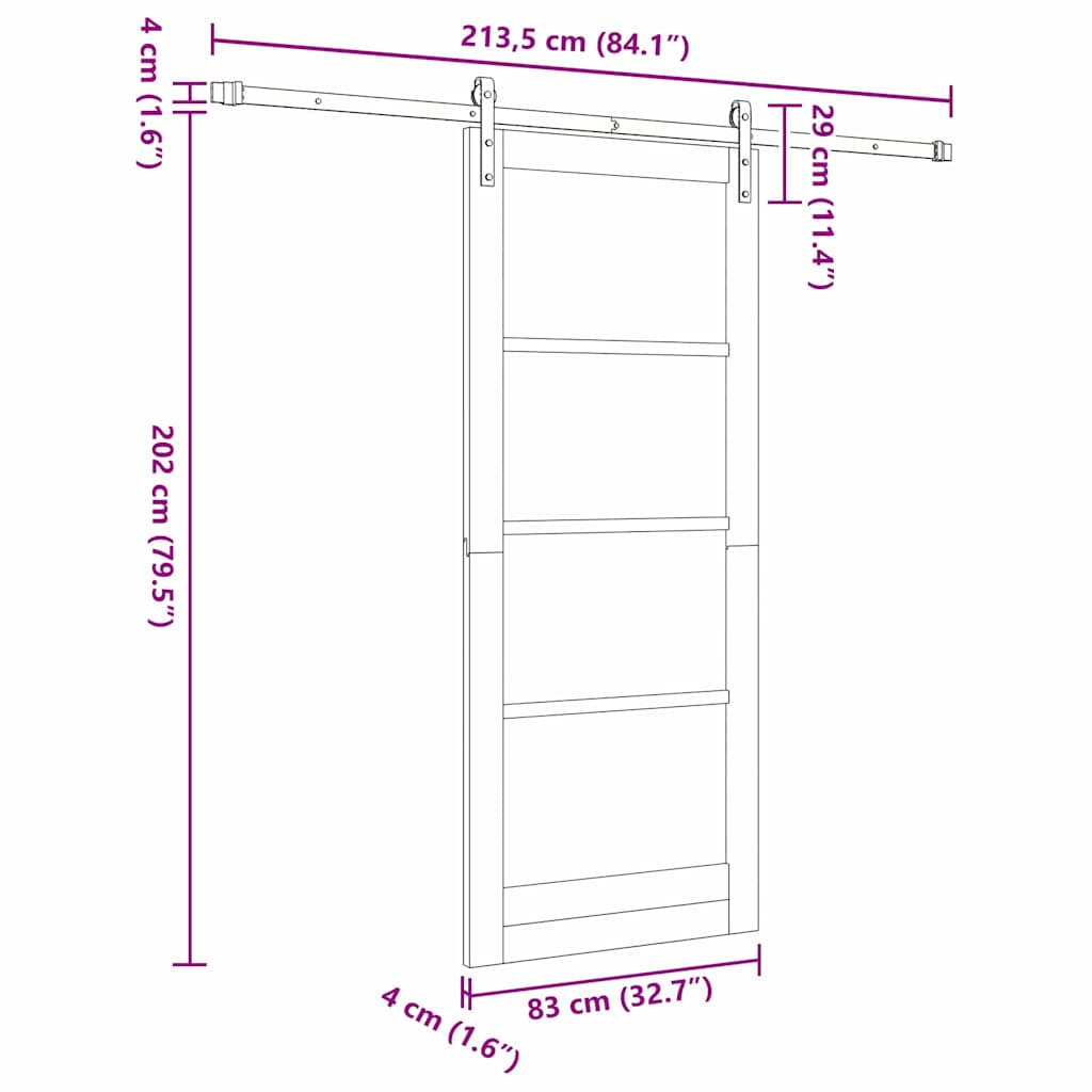 vidaXL Sliding Door ORKDAL White 83 x 202 cm Solid Pine Wood and Glass