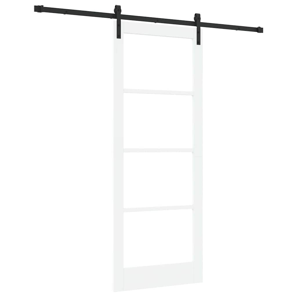 vidaXL Sliding Door ORKDAL White 83 x 211 cm Solid Pine Wood and Glass