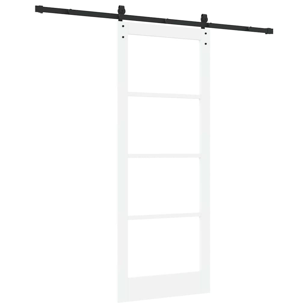 vidaXL Sliding Door ORKDAL White 83 x 211 cm Solid Pine Wood and Glass