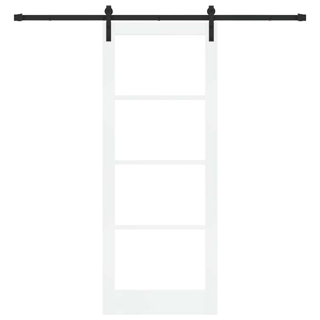 vidaXL Sliding Door ORKDAL White 83 x 211 cm Solid Pine Wood and Glass