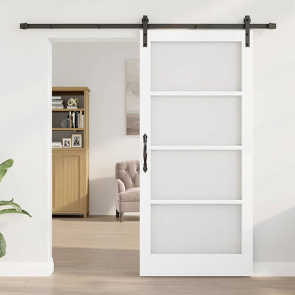 vidaXL Sliding Door ORKDAL White 93 x 202 cm Solid Pine Wood and Glass