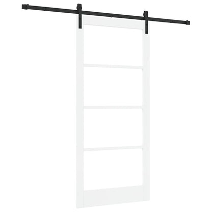 vidaXL Sliding Door ORKDAL White 93 x 202 cm Solid Pine Wood and Glass