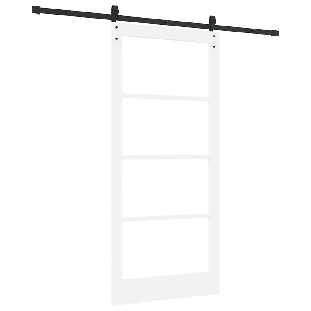 vidaXL Sliding Door ORKDAL White 93 x 202 cm Solid Pine Wood and Glass