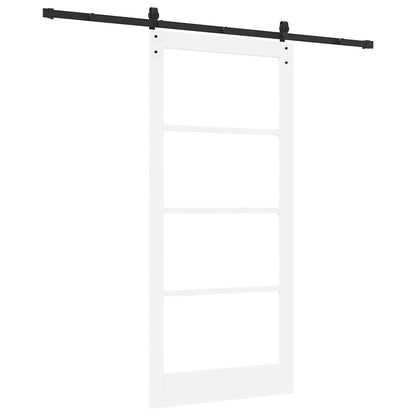 vidaXL Sliding Door ORKDAL White 93 x 202 cm Solid Pine Wood and Glass