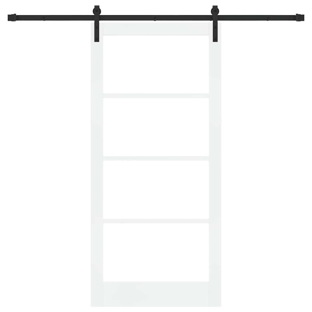 vidaXL Sliding Door ORKDAL White 93 x 202 cm Solid Pine Wood and Glass