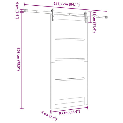 vidaXL Sliding Door ORKDAL White 93 x 202 cm Solid Pine Wood and Glass
