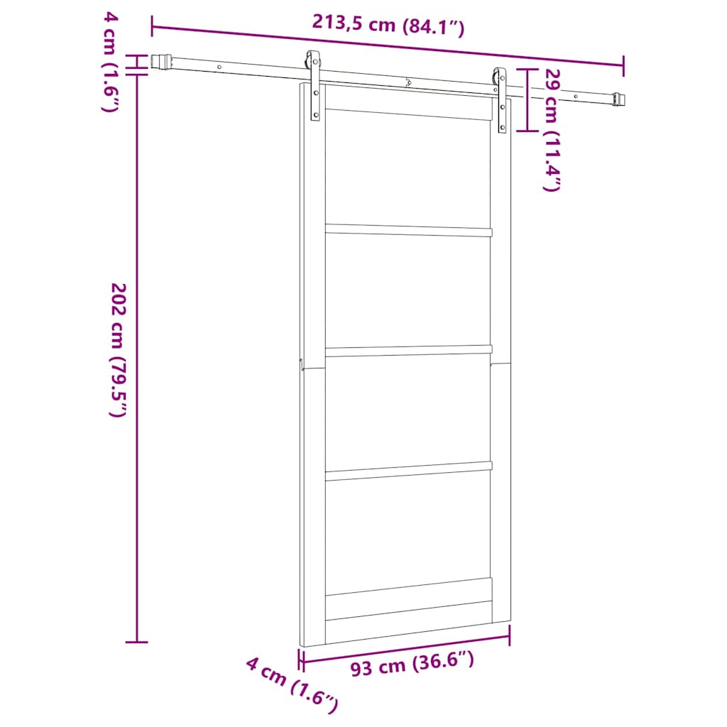 vidaXL Sliding Door ORKDAL Natural 93 x 211 cm