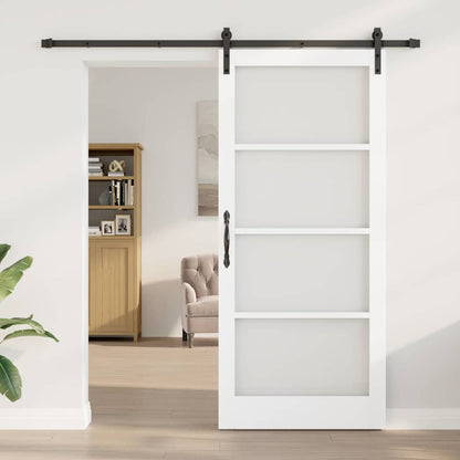 vidaXL Sliding Door ORKDAL White 93 x 211 cm Solid Pine Wood and Glass