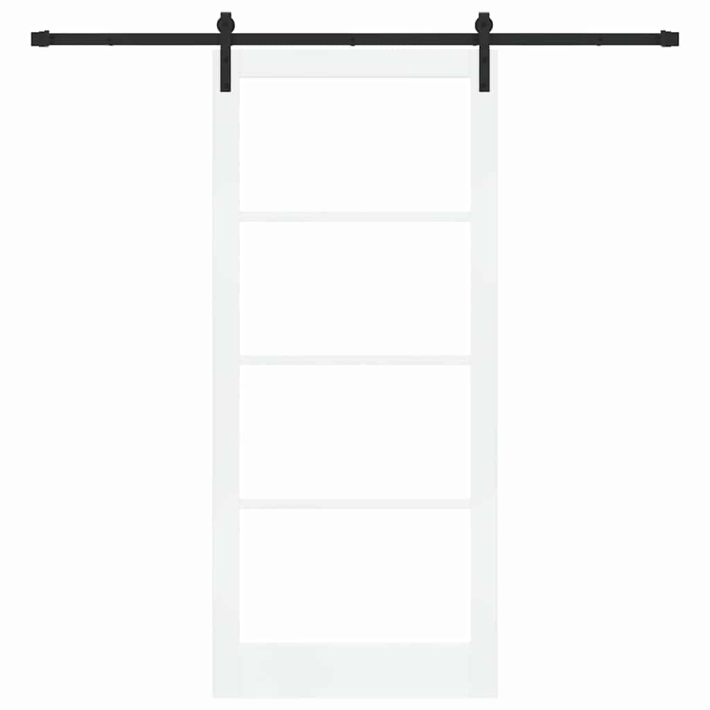 vidaXL Sliding Door ORKDAL White 93 x 211 cm Solid Pine Wood and Glass