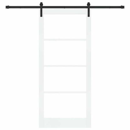 vidaXL Sliding Door ORKDAL White 93 x 211 cm Solid Pine Wood and Glass