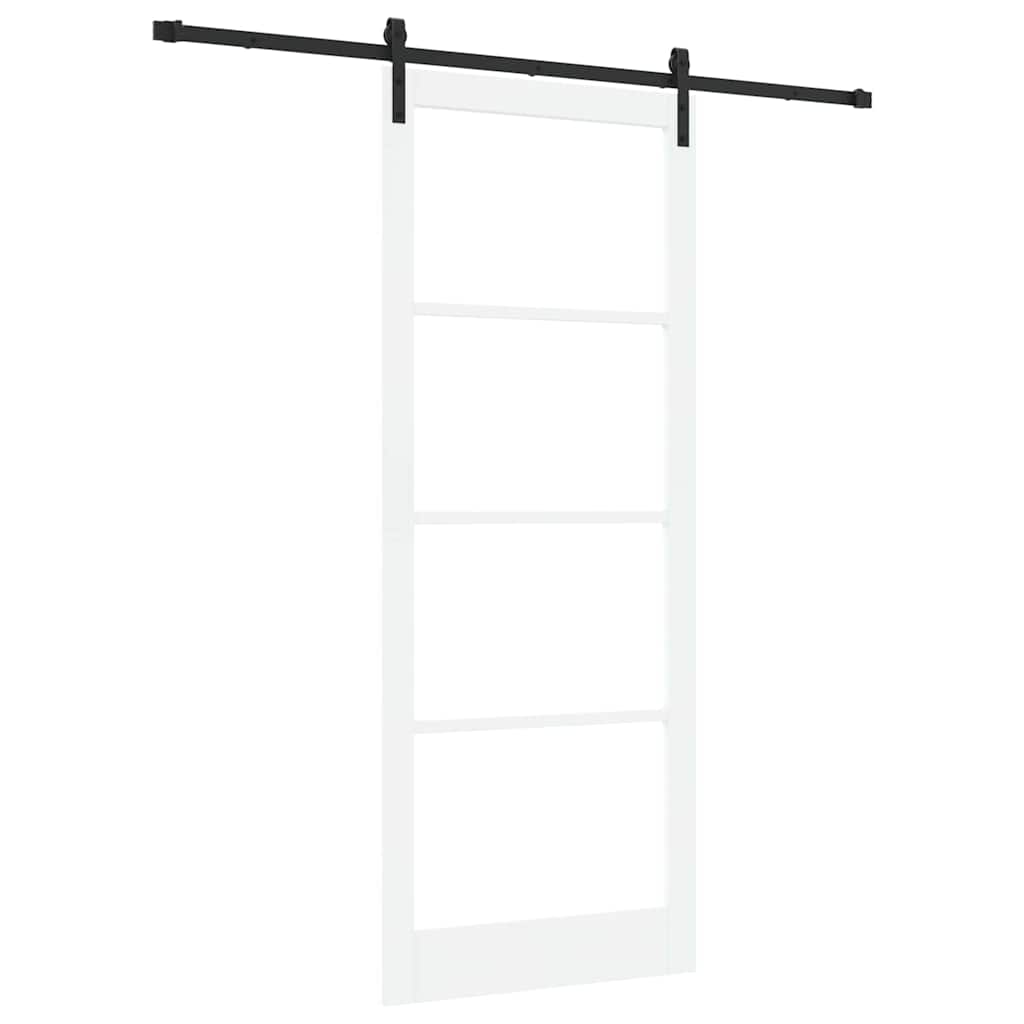 vidaXL Sliding Door ORKDAL White 93 x 232 cm Solid Pine Wood and Glass