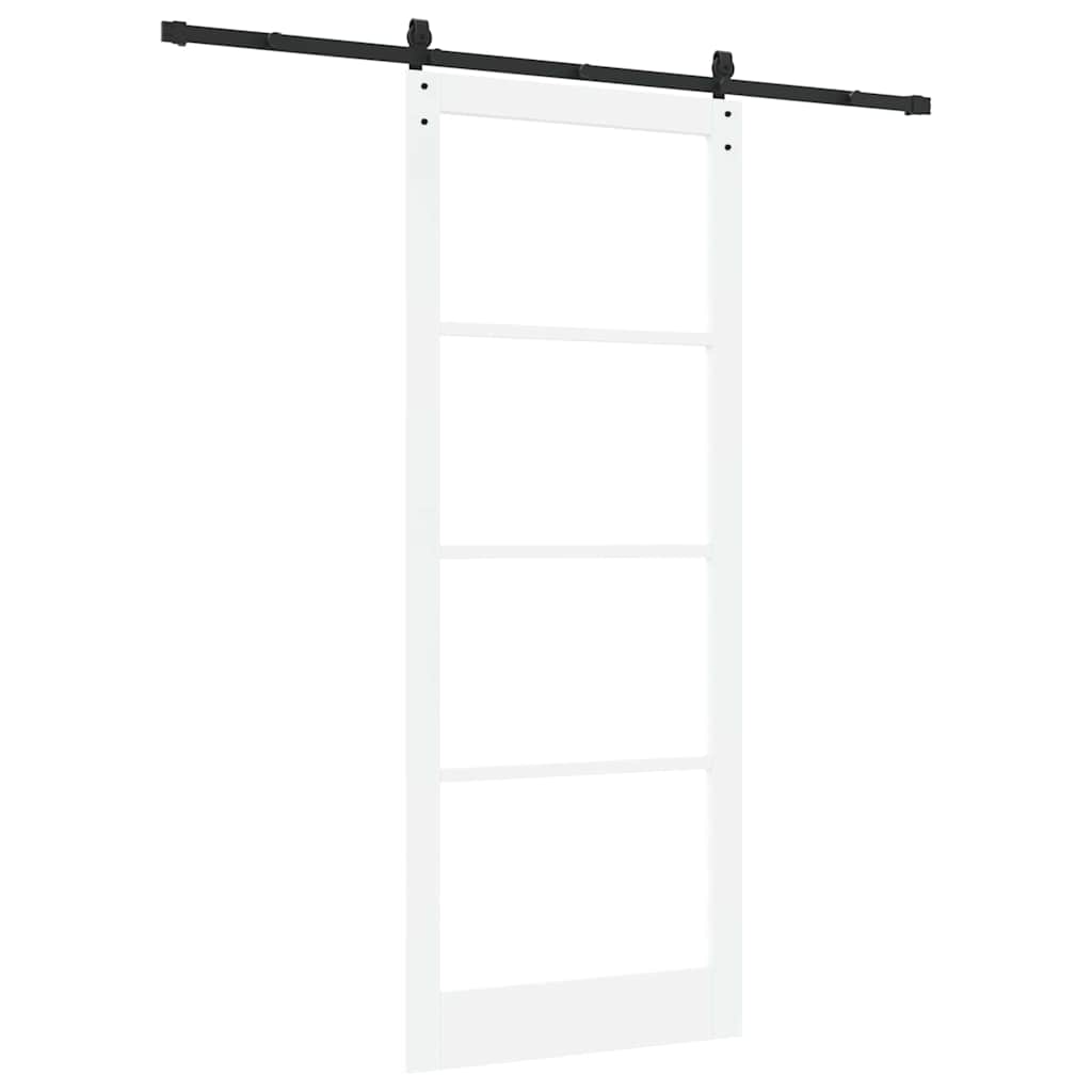 vidaXL Sliding Door ORKDAL White 93 x 232 cm Solid Pine Wood and Glass