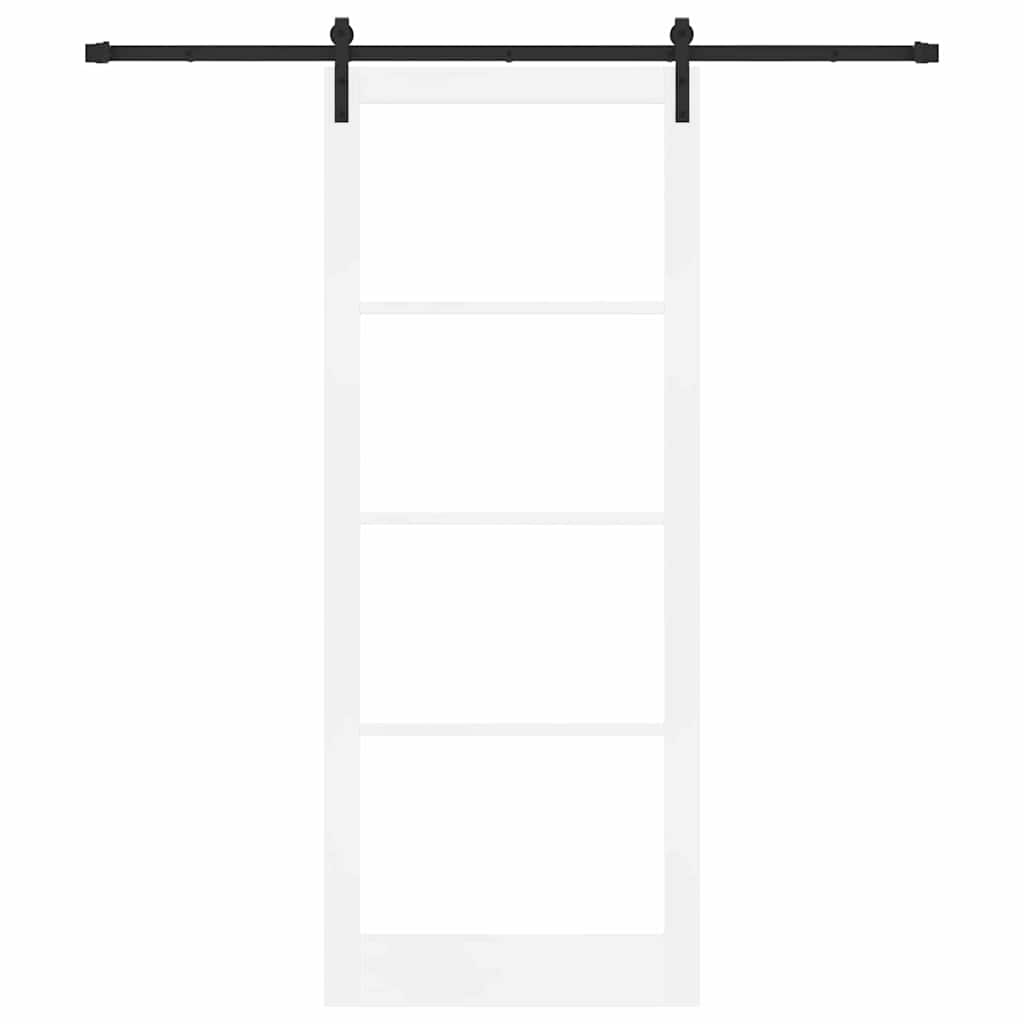 vidaXL Sliding Door ORKDAL White 93 x 232 cm Solid Pine Wood and Glass