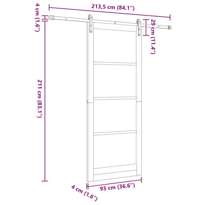 vidaXL Sliding Door ORKDAL White 93 x 232 cm Solid Pine Wood and Glass