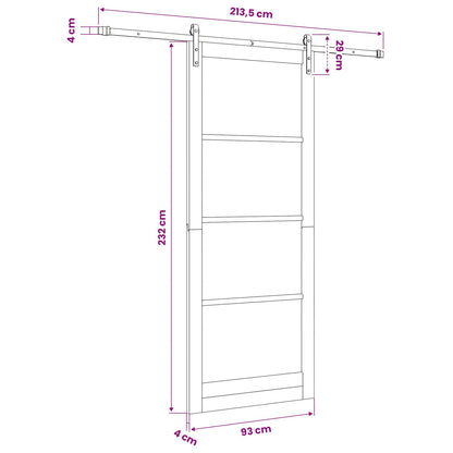 vidaXL Sliding Door ORKDAL White 93 x 232 cm Solid Pine Wood and Glass