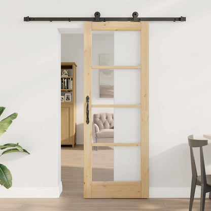 vidaXL Sliding Door ORKDAL Natural and Black 73.5 x 198.5 cm