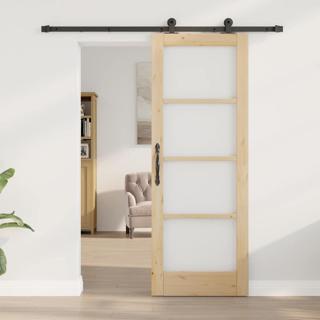 vidaXL Sliding Door ORKDAL Natural and Black 73.5 x 198.5 cm
