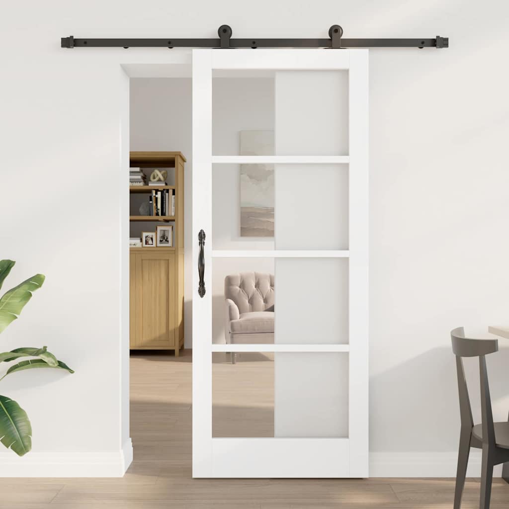 vidaXL Sliding Door ORKDAL White and Black 83 x 202 cm