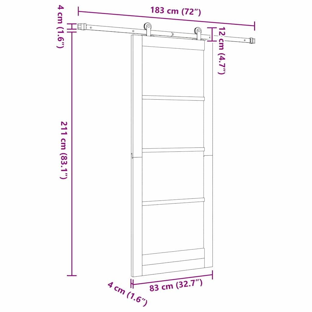 vidaXL Sliding Door ORKDAL White and Black 83 x 211 cm