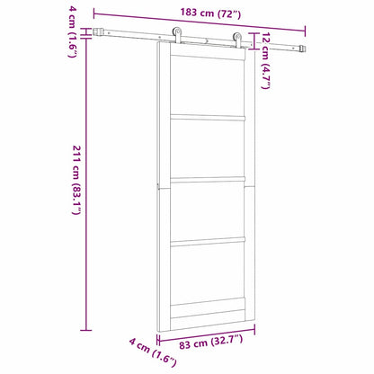 vidaXL Sliding Door ORKDAL White and Black 83 x 211 cm