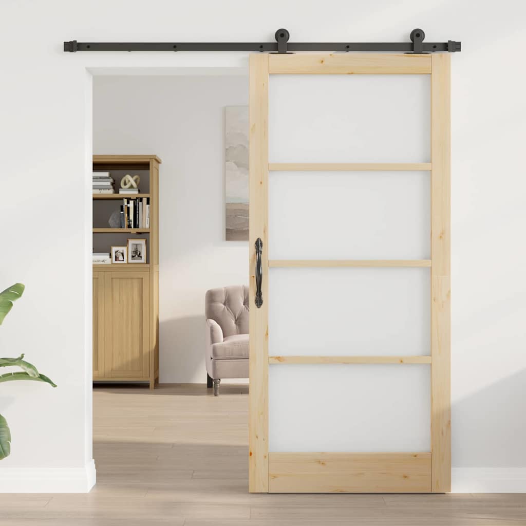 vidaXL Sliding Door ORKDAL Natural and Black 93 x 202 cm
