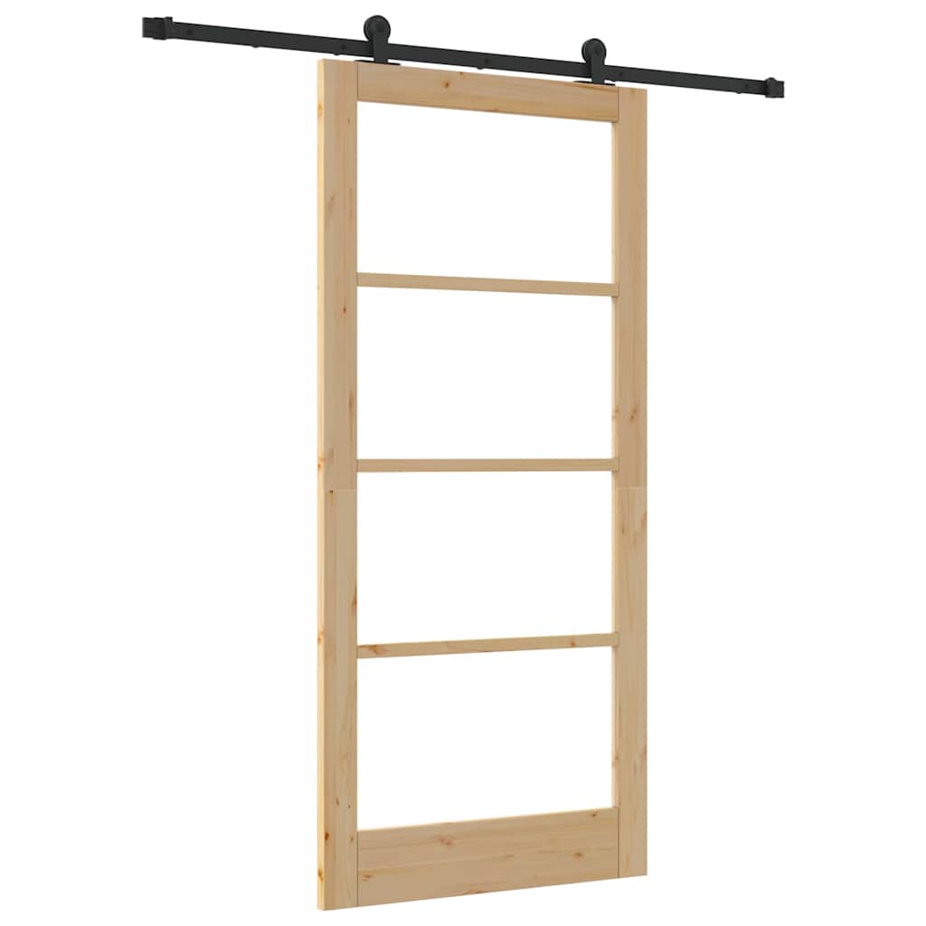 vidaXL Sliding Door ORKDAL Natural and Black 93 x 202 cm