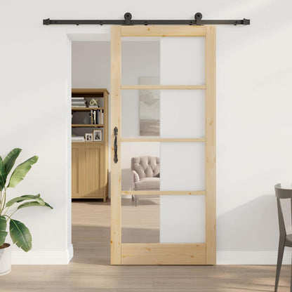 vidaXL Sliding Door ORKDAL Natural and Black 93 x 211 cm