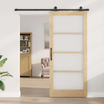 vidaXL Sliding Door ORKDAL Natural and Black 93 x 211 cm
