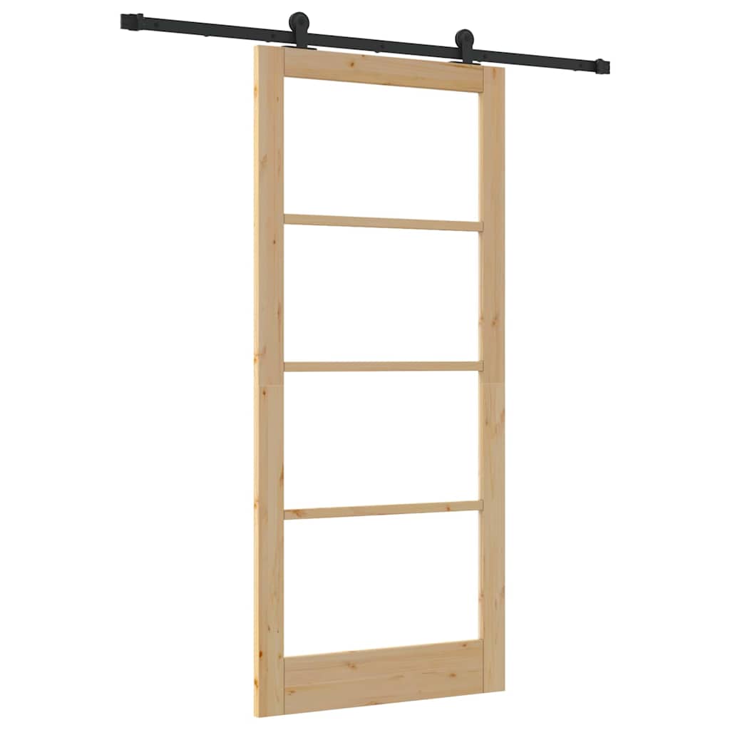 vidaXL Sliding Door ORKDAL Natural and Black 93 x 211 cm