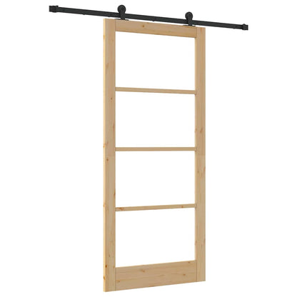 vidaXL Sliding Door ORKDAL Natural and Black 93 x 211 cm