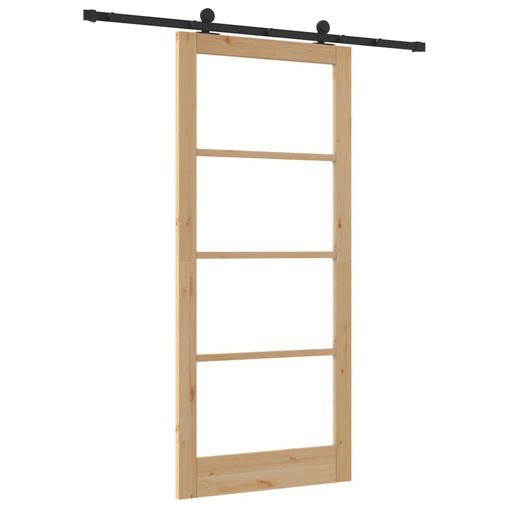 vidaXL Sliding Door ORKDAL Natural and Black 93 x 211 cm