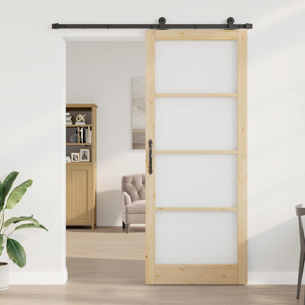 vidaXL Sliding Door ORKDAL Natural and Black 93 x 232 cm
