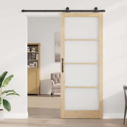 vidaXL Sliding Door ORKDAL Natural and Black 93 x 232 cm