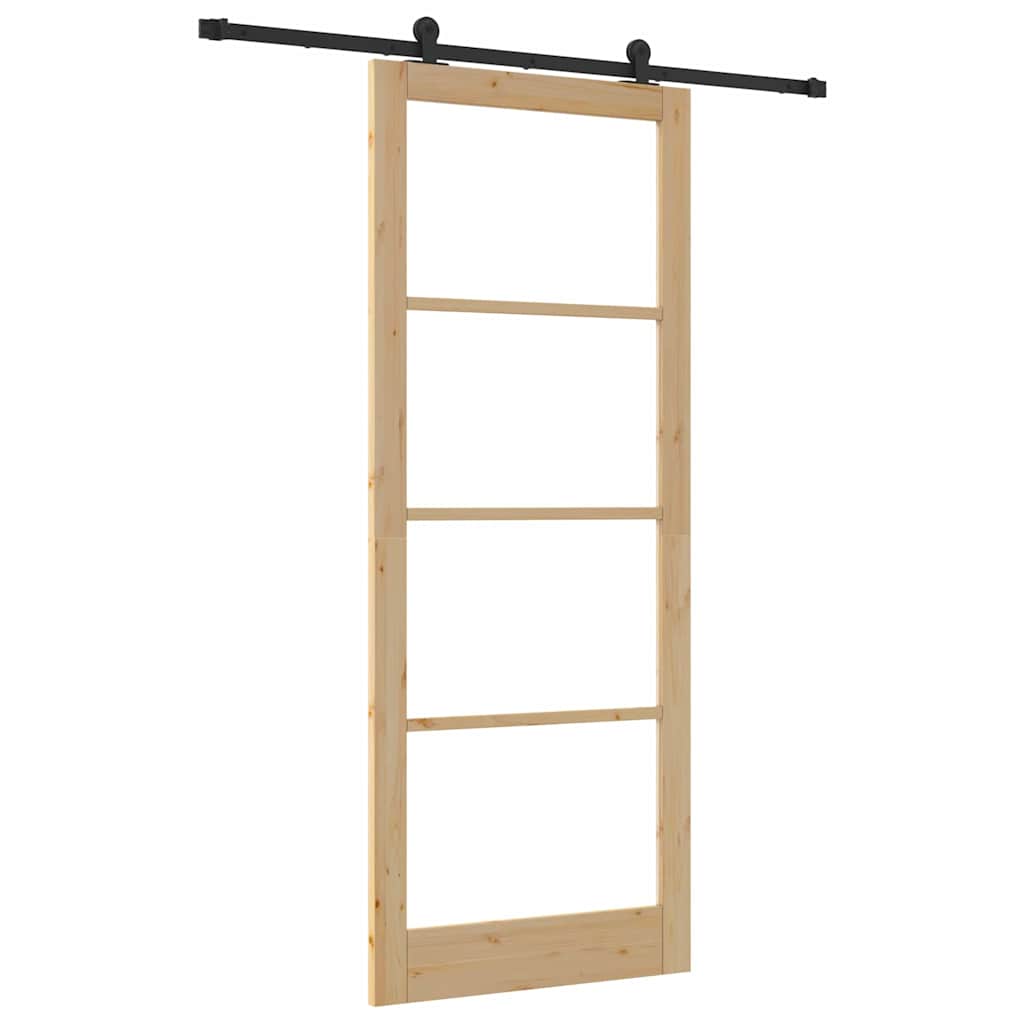 vidaXL Sliding Door ORKDAL Natural and Black 93 x 232 cm