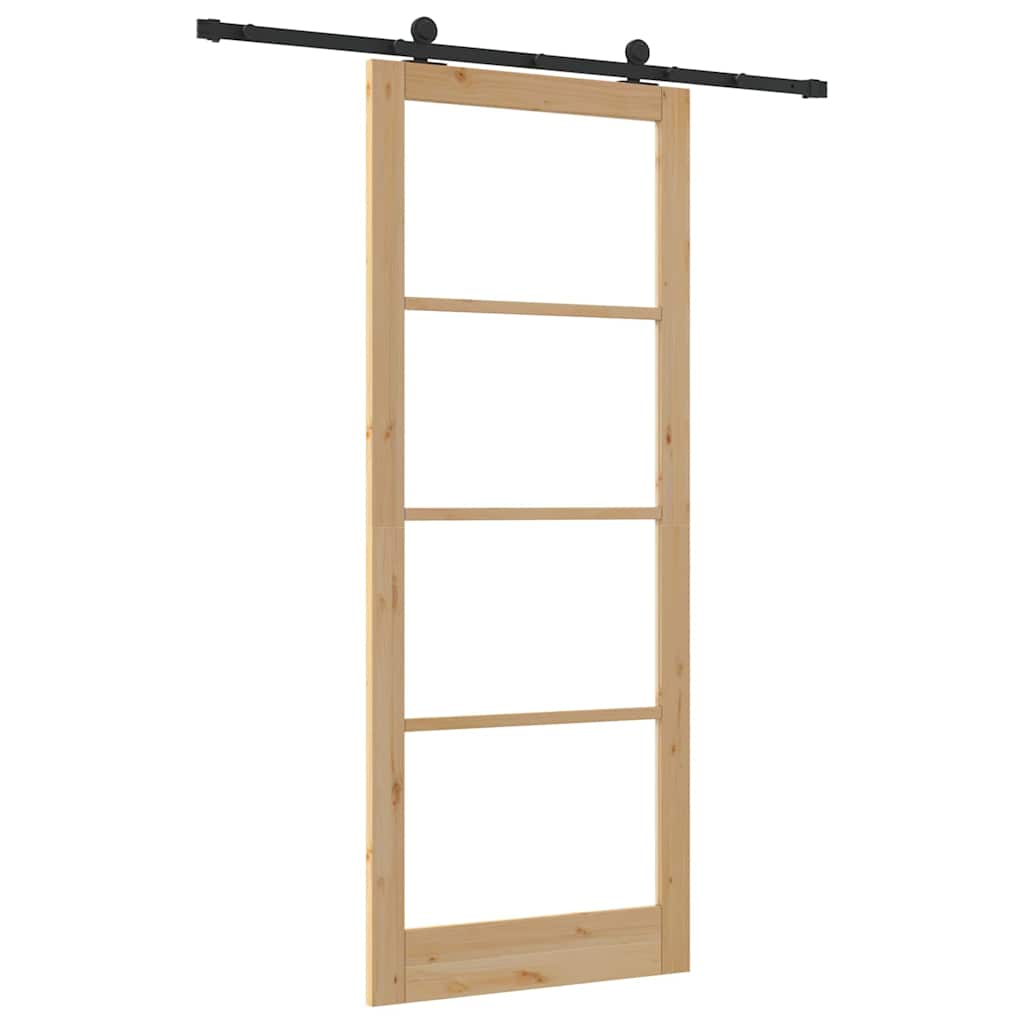 vidaXL Sliding Door ORKDAL Natural and Black 93 x 232 cm