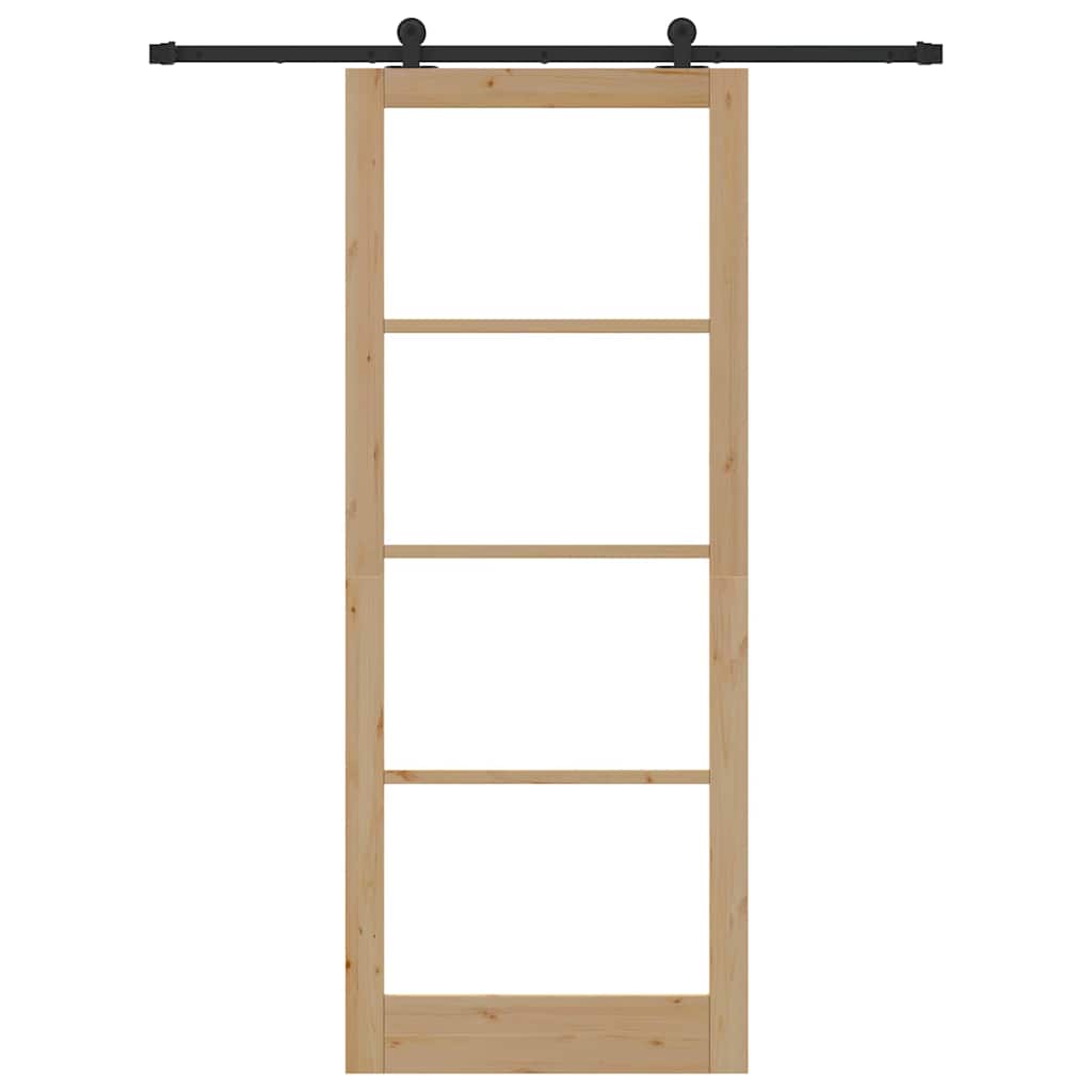 vidaXL Sliding Door ORKDAL Natural and Black 93 x 232 cm
