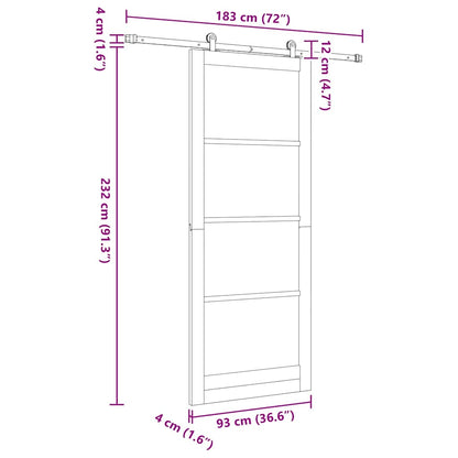 vidaXL Sliding Door ORKDAL White and Black 93 x 232 cm