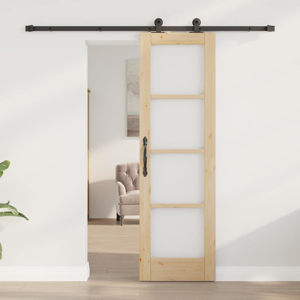 vidaXL Sliding Door ORKDAL Natural and Black 61 x 198.5 cm