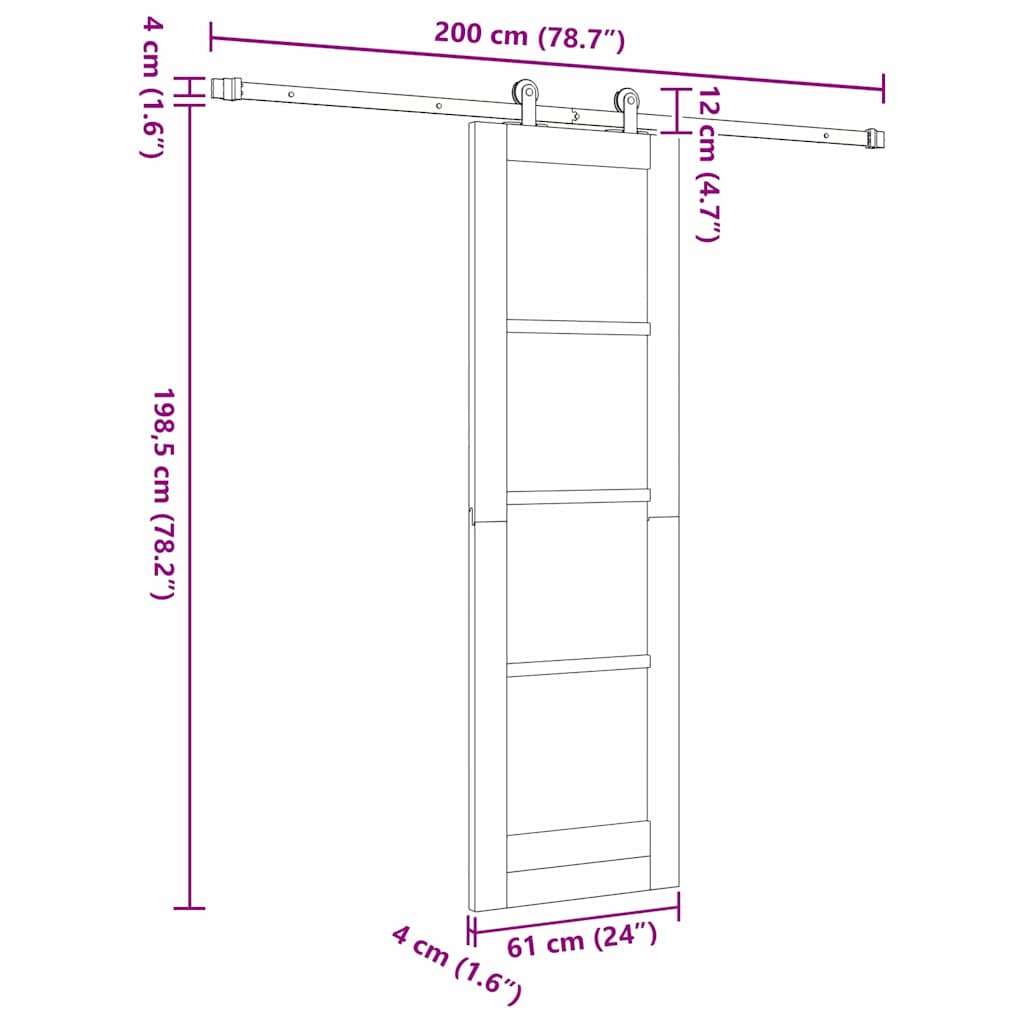 vidaXL Sliding Door ORKDAL Natural and Black 61 x 198.5 cm