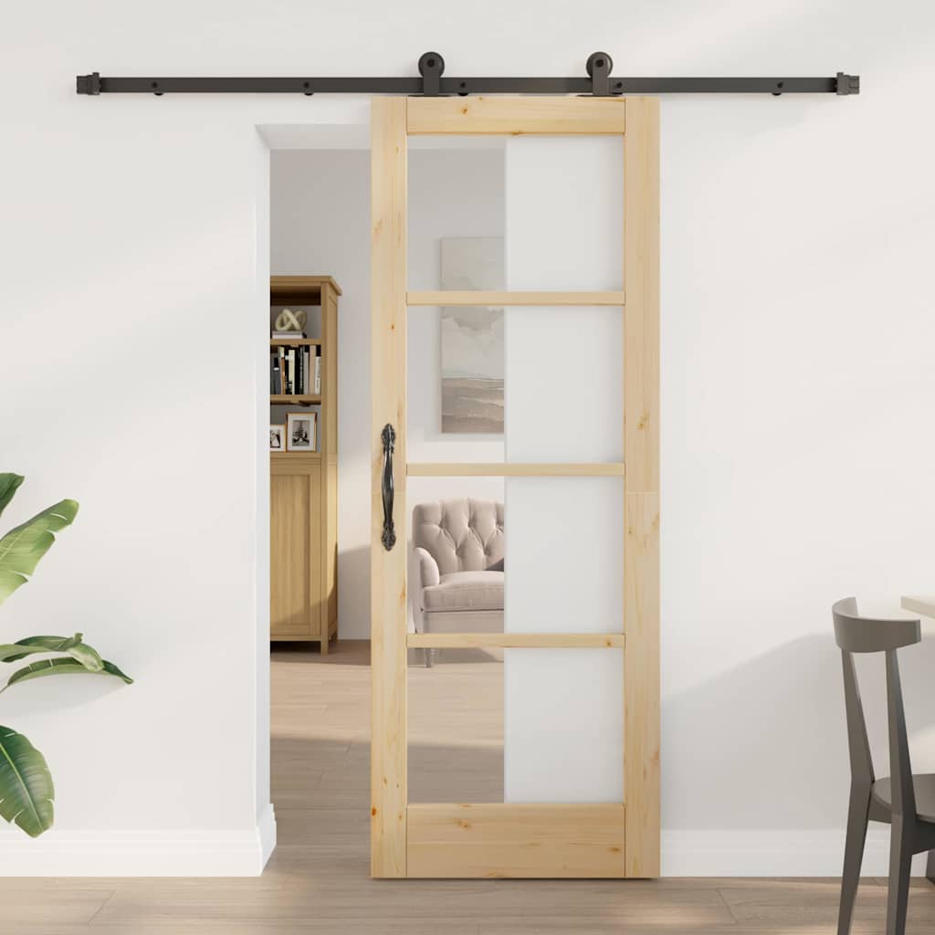 vidaXL Sliding Door ORKDAL Natural and Black 73.5 x 198.5 cm