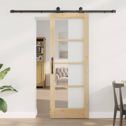 vidaXL Sliding Door ORKDAL Natural and Black 73.5 x 198.5 cm