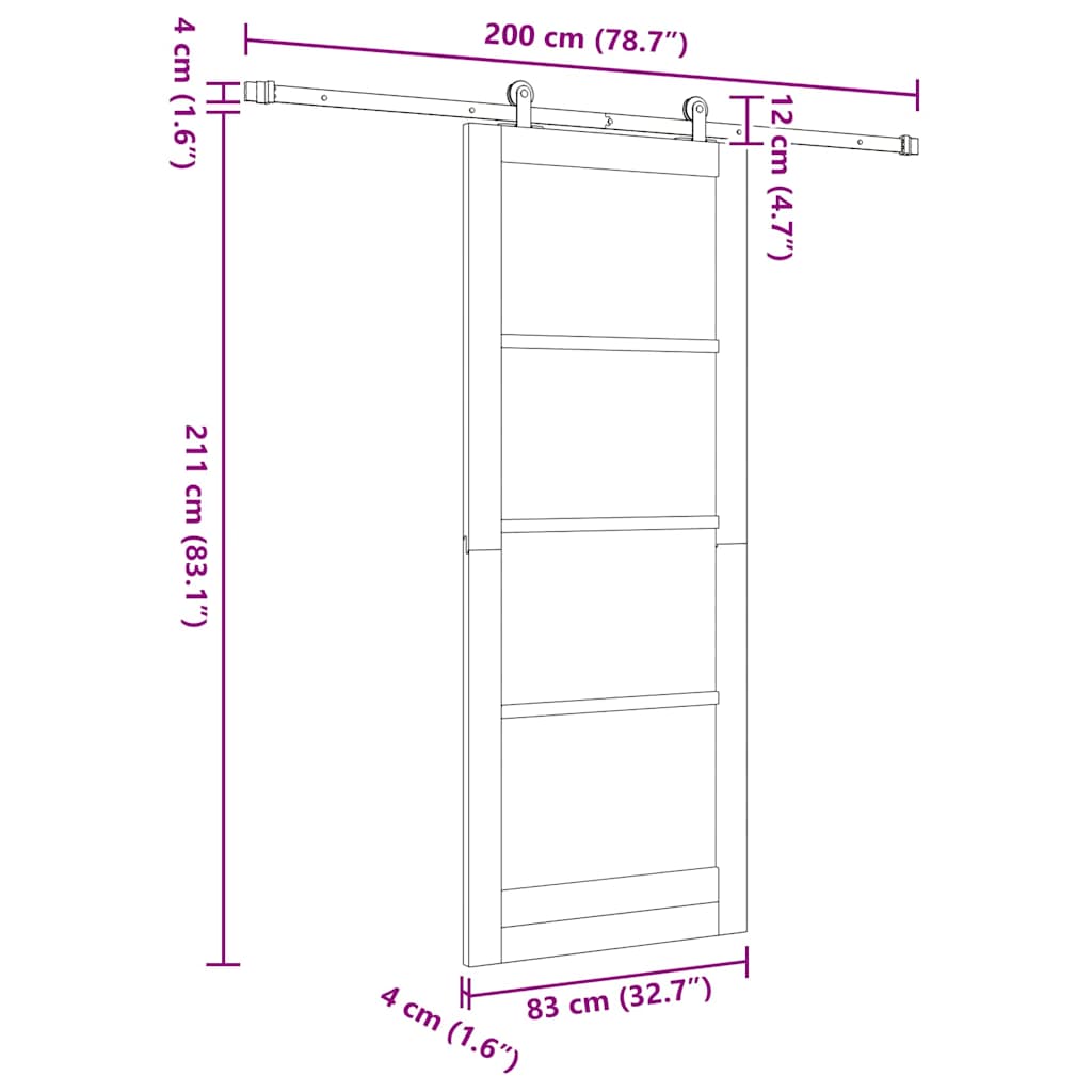 vidaXL Sliding Door ORKDAL White and Black 83 x 211 cm