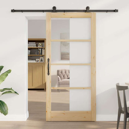 vidaXL Sliding Door ORKDAL Natural and Black 93 x 202 cm