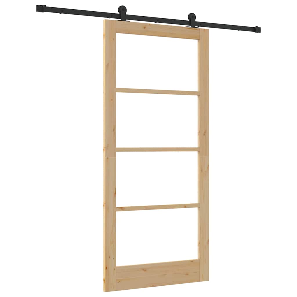 vidaXL Sliding Door ORKDAL Natural and Black 93 x 202 cm