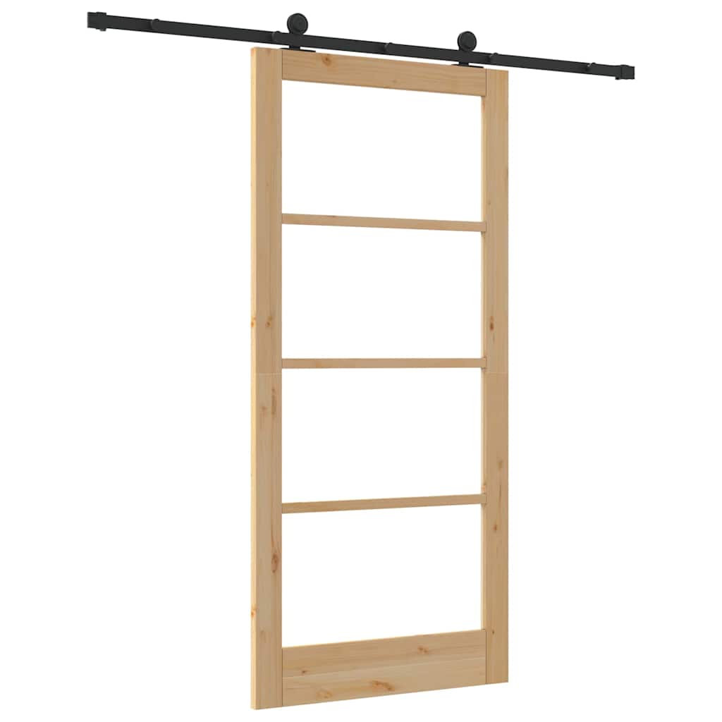 vidaXL Sliding Door ORKDAL Natural and Black 93 x 202 cm