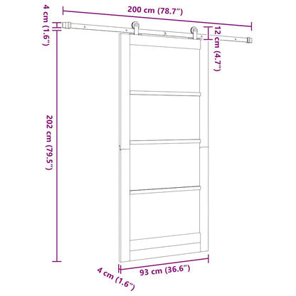vidaXL Sliding Door ORKDAL White and Black 93 x 202 cm